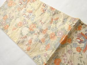 リサイクル　鴛鴦・菊模様織り出し袋帯